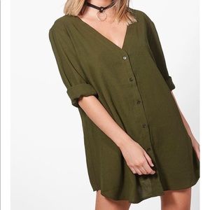 V neck off the shoulder dress